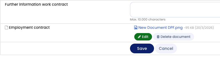 Delete a document from the personnel file